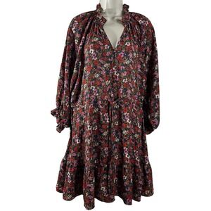 VICI Women's Dress Multi‎ Color Floral Peasant Belted Mini Lined Boho Size M